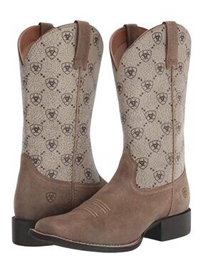 Ariat Womens Round-Up distressed Logo Square Toe Western Boots women's US 11B